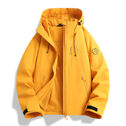 Women Lightweight Waterproof Hooded Jacket with Teddy Charm and Concealed Zipper Pockets EVA-US