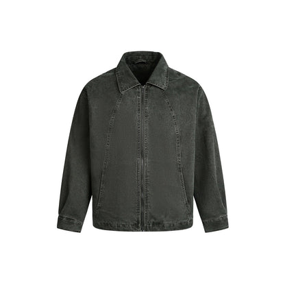 Men's Boxy Denim Jacket in Vintage Wash with Raglan Seams EVA-US