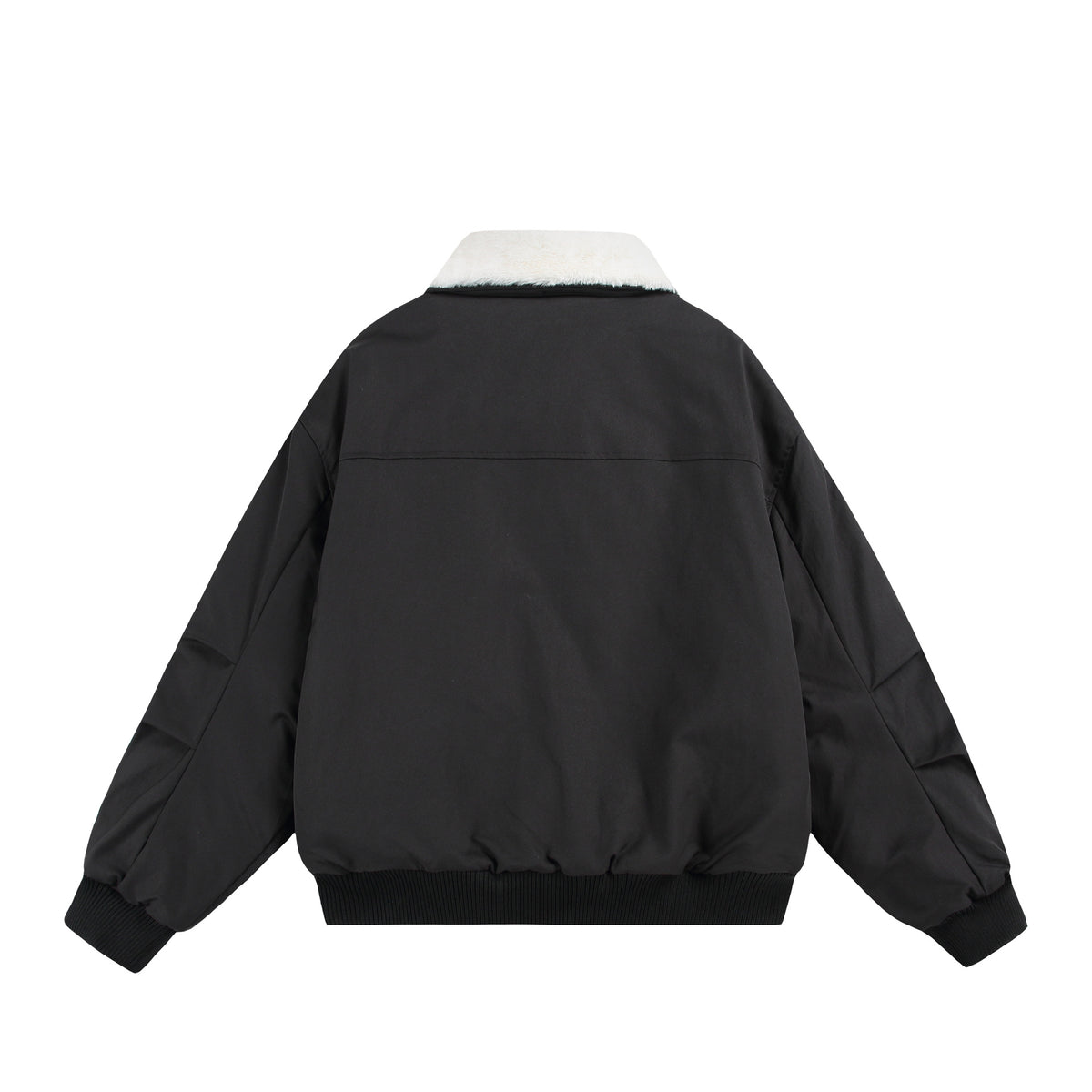 Men's Boxy Bomber Jacket with Teddy Collar and Ribbed Hem EVA-US
