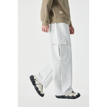 Ladies Wide Cargo Jogging Pants made of French Terry with elastic waistband and patch flap pockets EVA-US