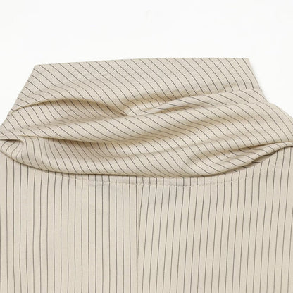 Ladies blouse with necktie collar, fine pinstripe and floral appliqué EVA-US