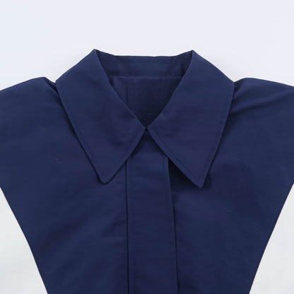 Women’s Cropped Colorblock Bomber Jacket with Oversized Shirt Collar and Elastic Hem