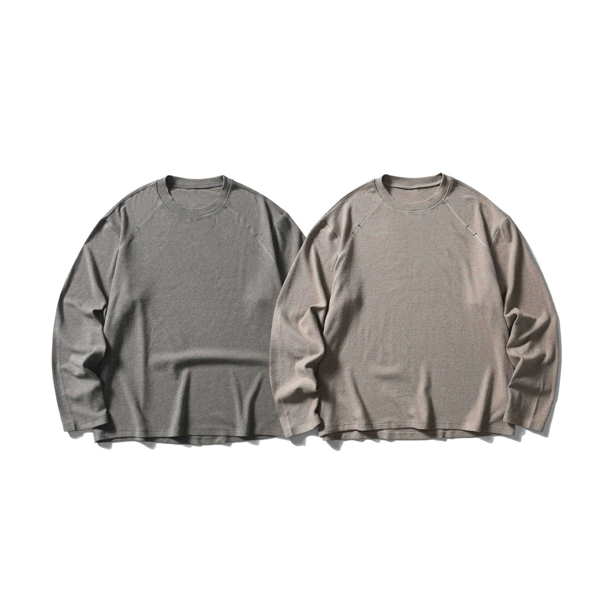 Unisex Oversize Round Neck Sweatshirt with Raglan Seams and Fine Waffle Texture EVA-US