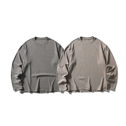 Unisex Oversize Round Neck Sweatshirt with Raglan Seams and Fine Waffle Texture EVA-US