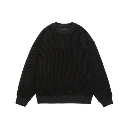 Unisex Boxy Knit Sweater with chunky ribbed texture and round neck EVA-US