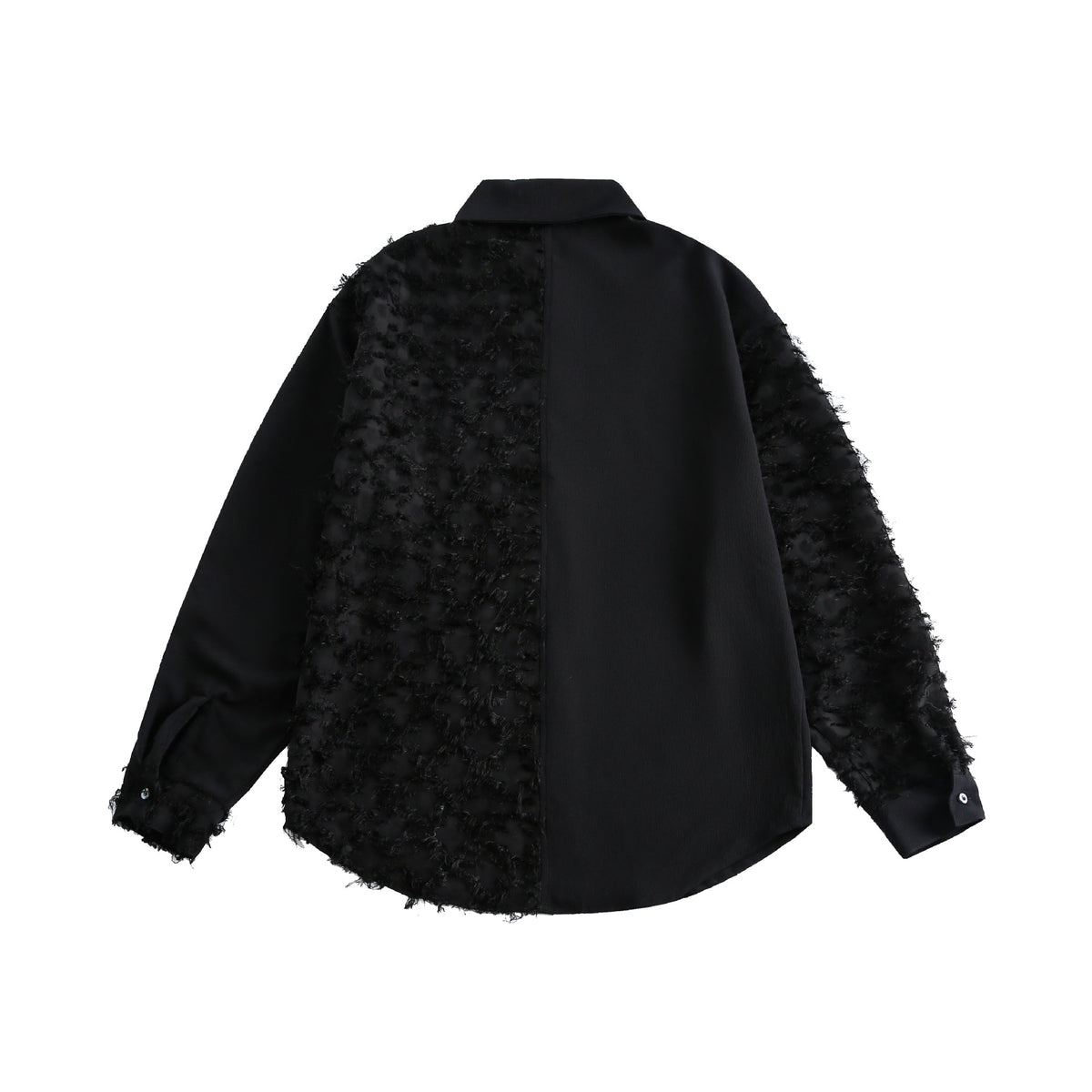 Ladies' blouse overshirt with fluffy fringe texture and Kent collar EVA-US