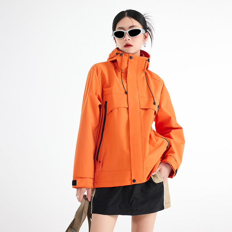 Women's technical waterproof oversized parka with hood and concealed zip pockets EVA-US