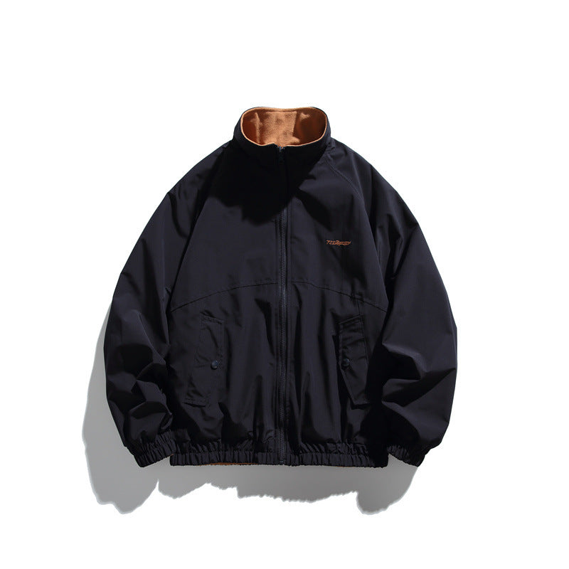 Unisex Light Boxy Windbreaker with High Collar and Contrasting Lining EVA-US