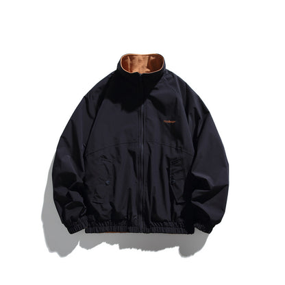 Unisex Light Boxy Windbreaker with High Collar and Contrasting Lining EVA-US