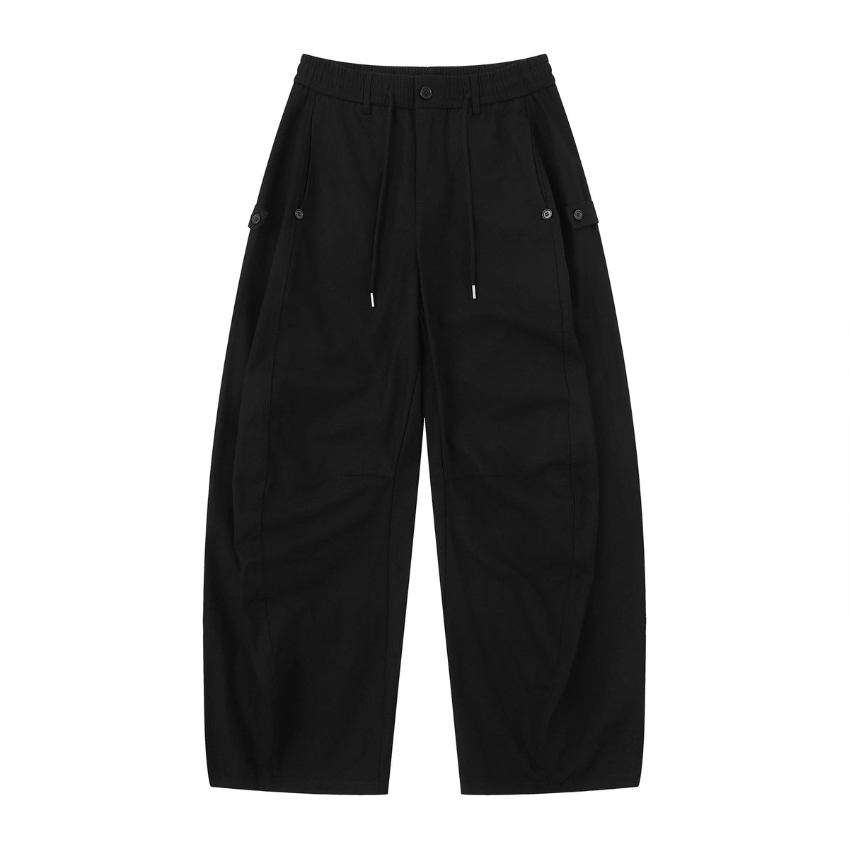 Women's utility-style culotte cargo pants with elastic drawstring waistband and flap pockets