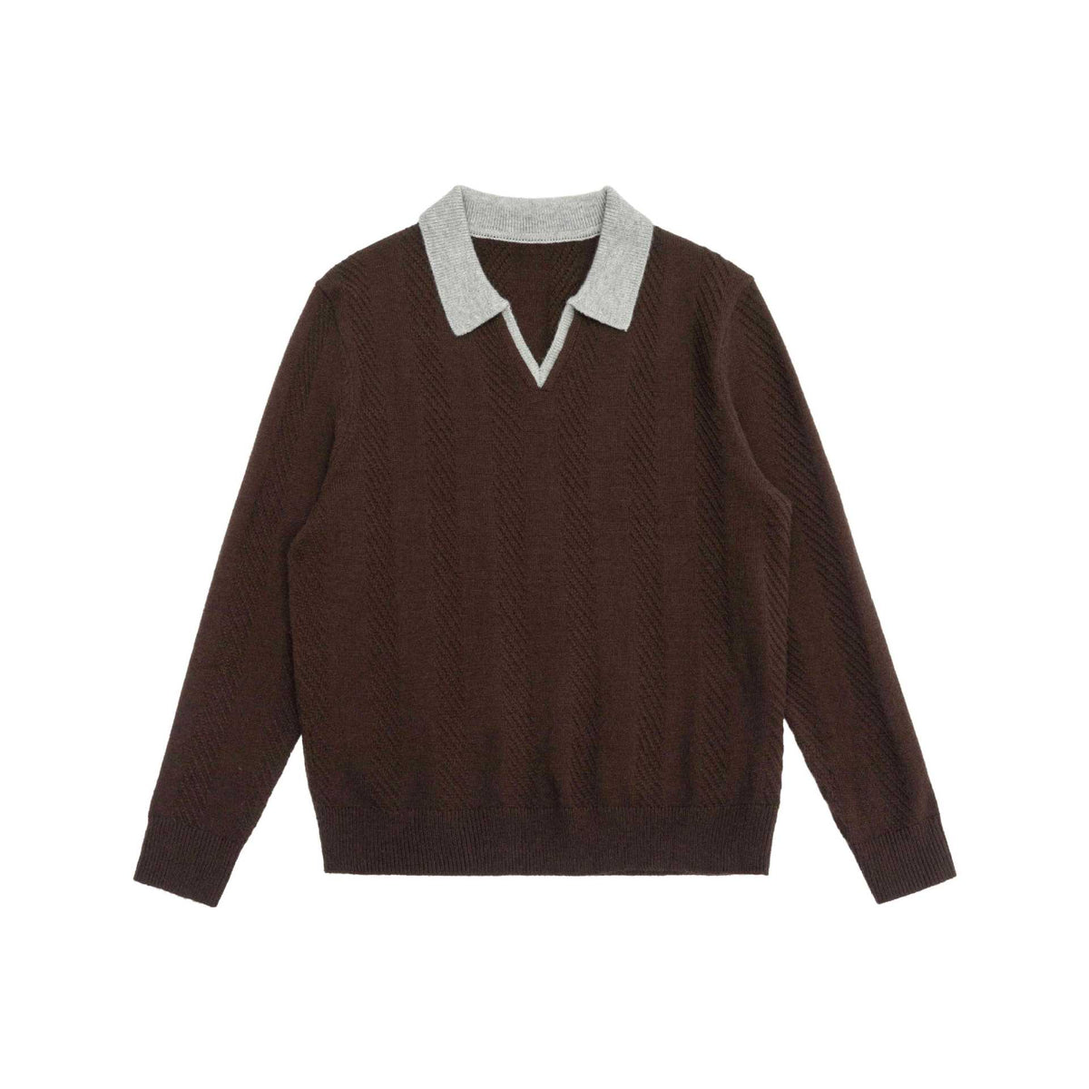Unisex knitted sweater with polo collar and V-neck EVA-US