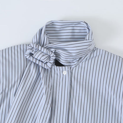 Ladies blouse with tie and concealed button placket EVA-US