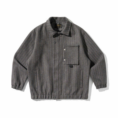 Unisex Structured Overshirt Blouson made of woven wool blend with button front EVA-US