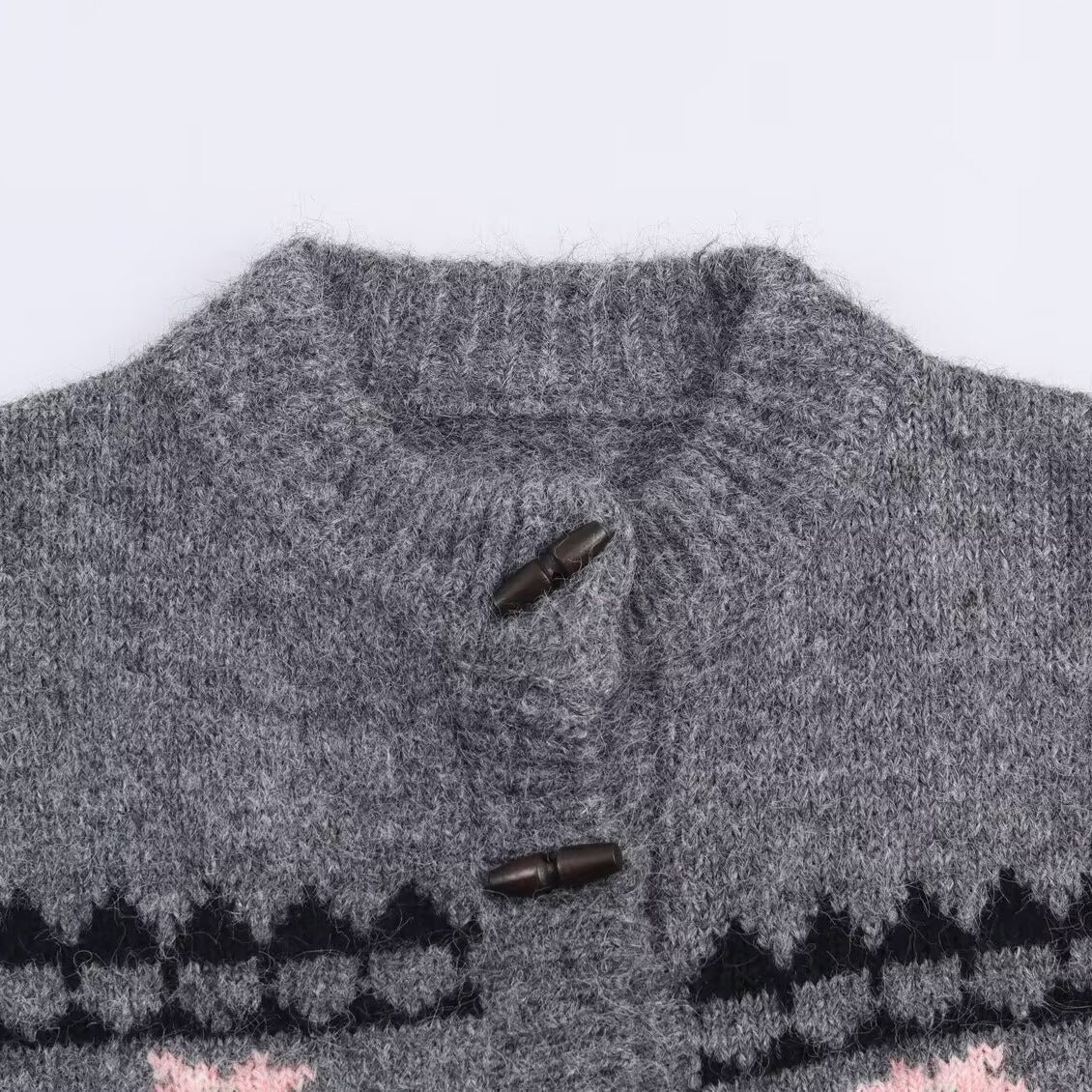 Women's Two-Piece Knit Set with Norwegian Pattern Cardigan and Flared Skirt EVA-US