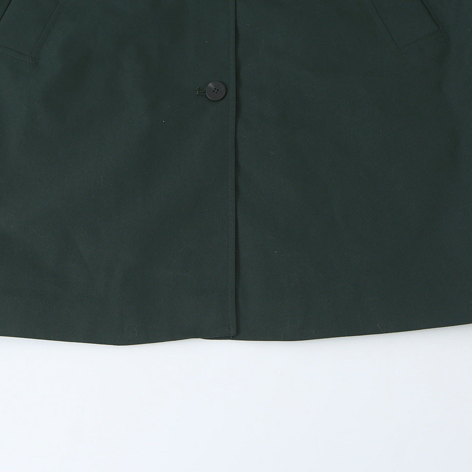 Women's Water-Repellent Trench-Inspired Coat with Shirt Collar and Patch Pockets EVA-US