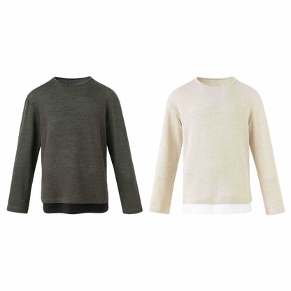Men's fine knit pullover with round neck and straight cut EVA-US