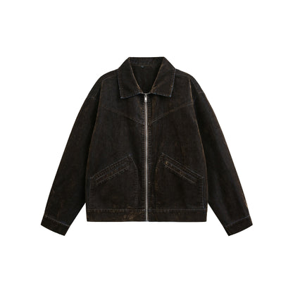 Unisex Boxy Blouson Jacket made of velours suede look with full zip and flap pockets EVA-US