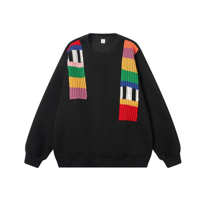 Unisex Oversize Sweatshirt with knit applications and round neck EVA-US