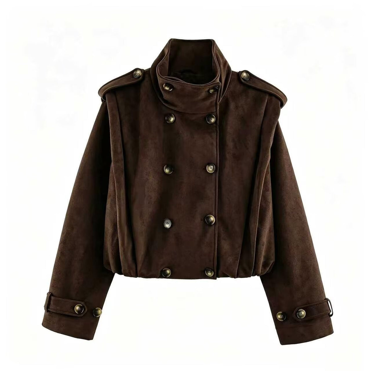 Women’s short jacket in sailor and military mix with high stand-up collar, epaulettes and fitted drawstring EVA-US