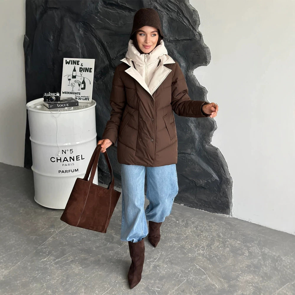 Women's padded double-breasted parka with removable quilted inner vest EVA-US
