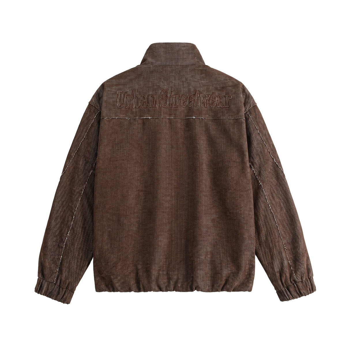 Unisex Short Cord Boxy Blouson with Stand Collar, Continuous Zipper and Elastic Hem EVA-US
