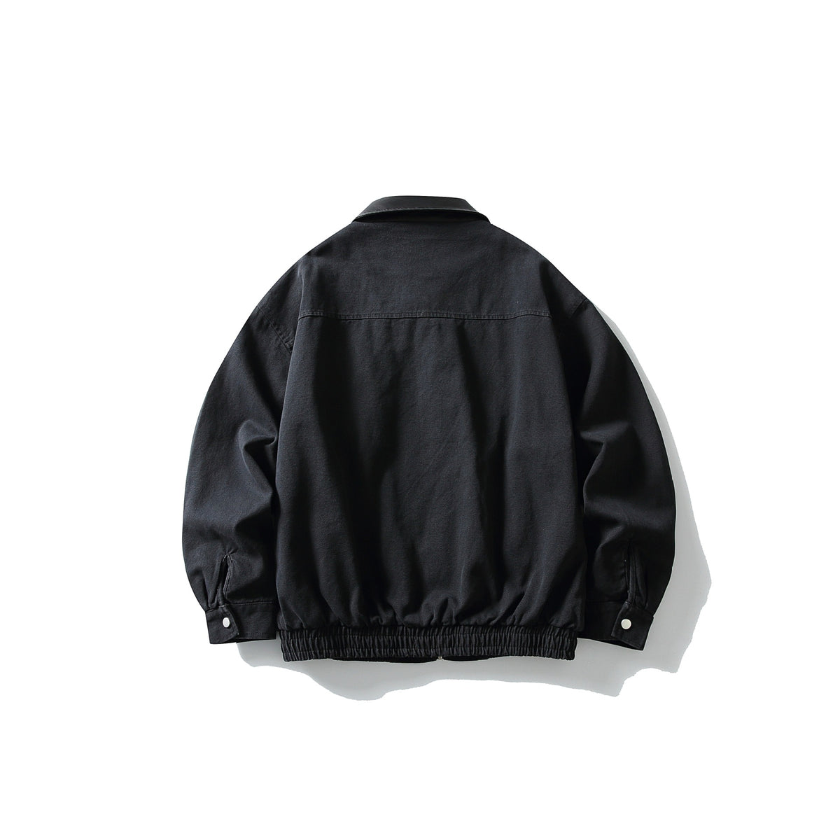 Men's short-cut boxy blouson with contrasting leather collar EVA-US