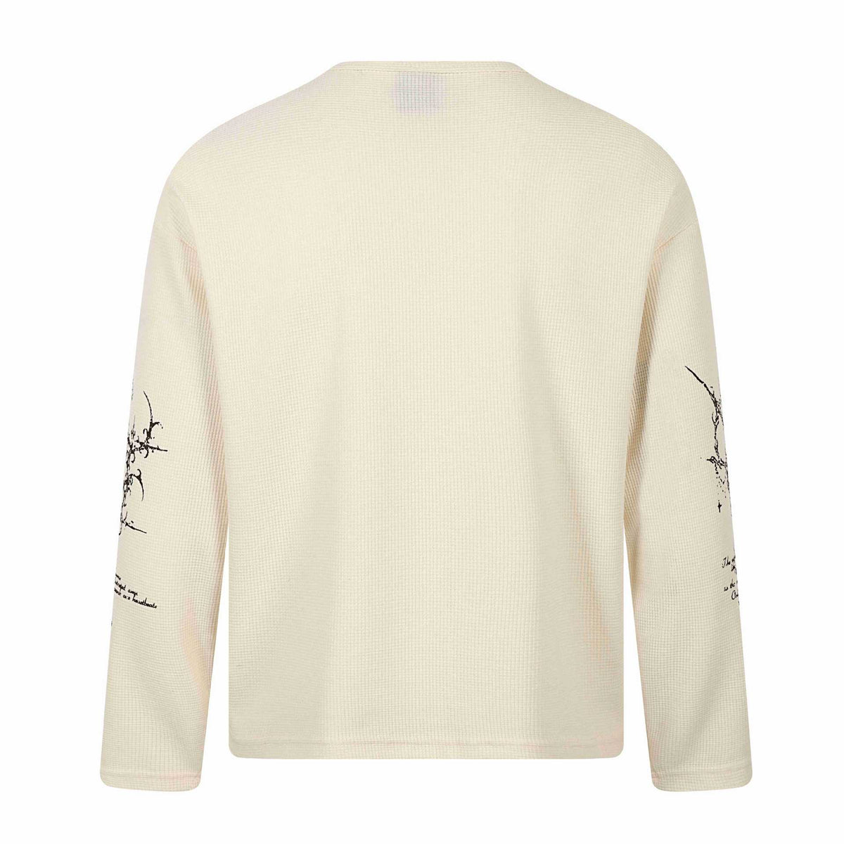 Unisex Waffle Knit Henley Long Sleeve Shirt with 3-Button Placket and Allover Print EVA-US