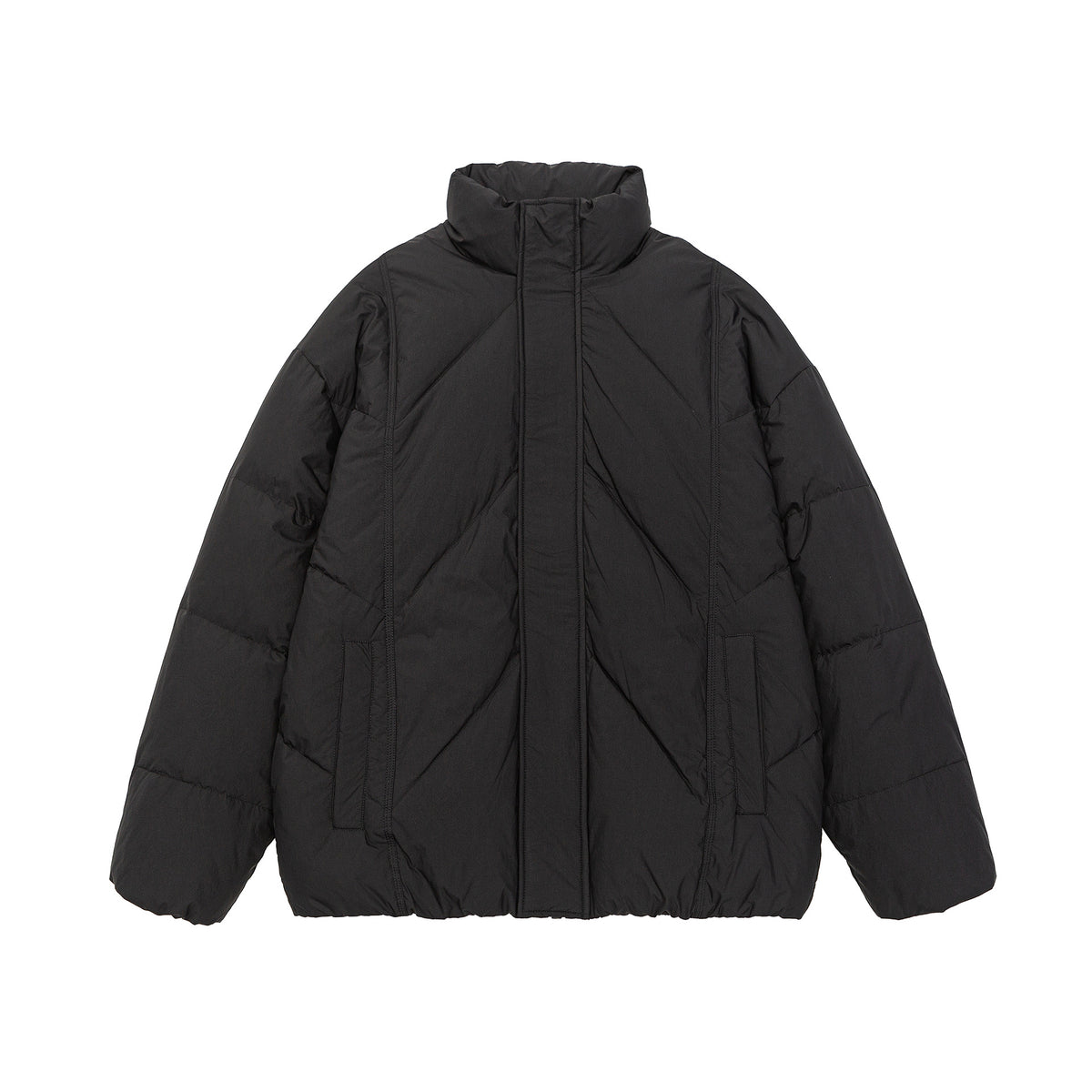 Unisex Oversized quilted winter jacket with high stand-up collar and concealed zipper EVA-US