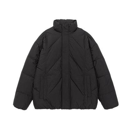 Unisex Oversized quilted winter jacket with high stand-up collar and concealed zipper EVA-US