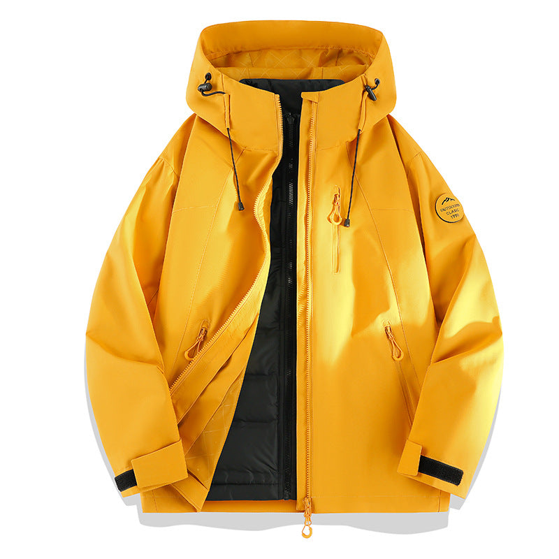 Women Lightweight Waterproof Hooded Jacket with Teddy Charm and Concealed Zipper Pockets EVA-US