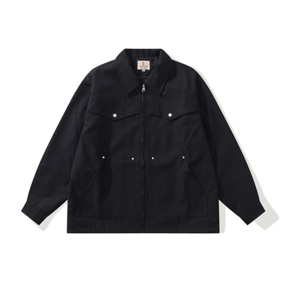 Men's Utility Chore Jacket with Full Zip and Large Flap Pockets EVA-US