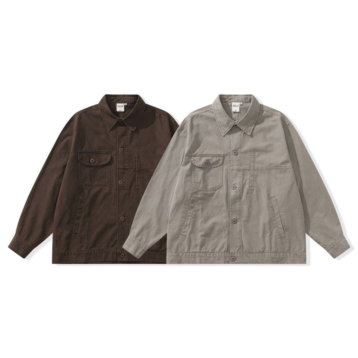 Men's Boxy Canvas Utility Blouson Jacket with Large Flap Pockets EVA-US
