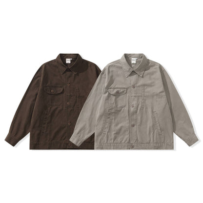 Men's Boxy Canvas Utility Blouson Jacket with Large Flap Pockets EVA-US