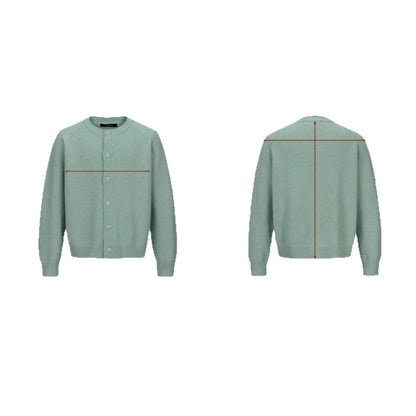 Women's Fine Crew Neck Cardigan with Raglan Sleeves and Concealed Button Placket EVA-US