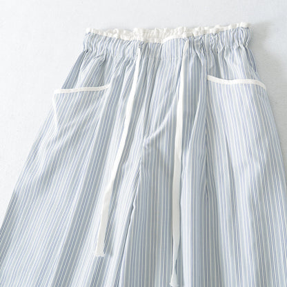 Women's Wide Culotte Pants with Drawstring Waist and Patch Pockets