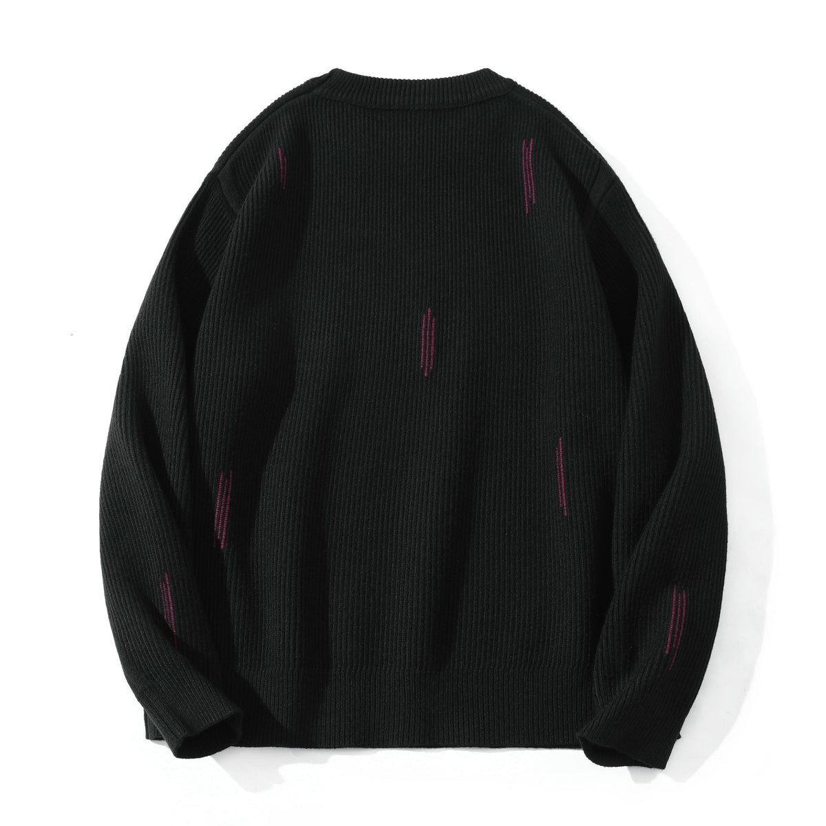 Women Comfortable Ribbed Knit Sweater in Oversize Silhouette with Round Neck and Subtle Destroyed Look