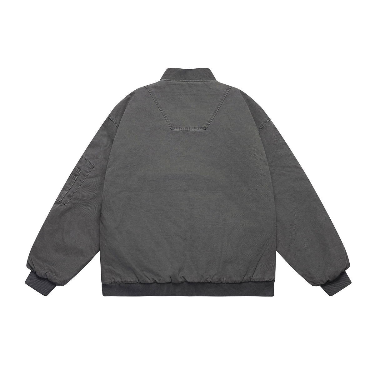Unisex Oversize Utility Bomber Jacket with Arm Pocket, Elastic Hem and Concealed Side Pockets EVA-US