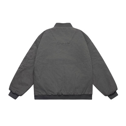 Unisex Oversize Utility Bomber Jacket with Arm Pocket, Elastic Hem and Concealed Side Pockets EVA-US