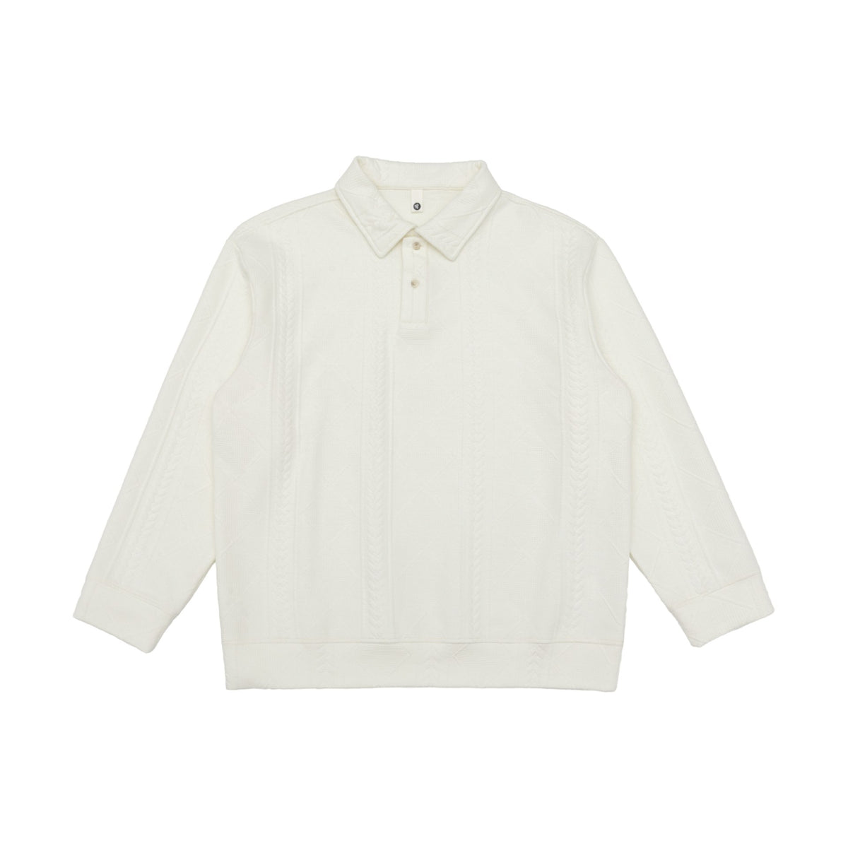 Unisex Structured Polo Sweater with Shirt Collar and Cable Pattern EVA-US