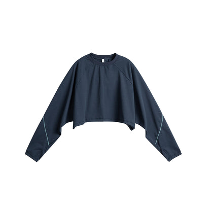 Women Short Cropped Oversize Sweatshirt with Bat Sleeves EVA-US