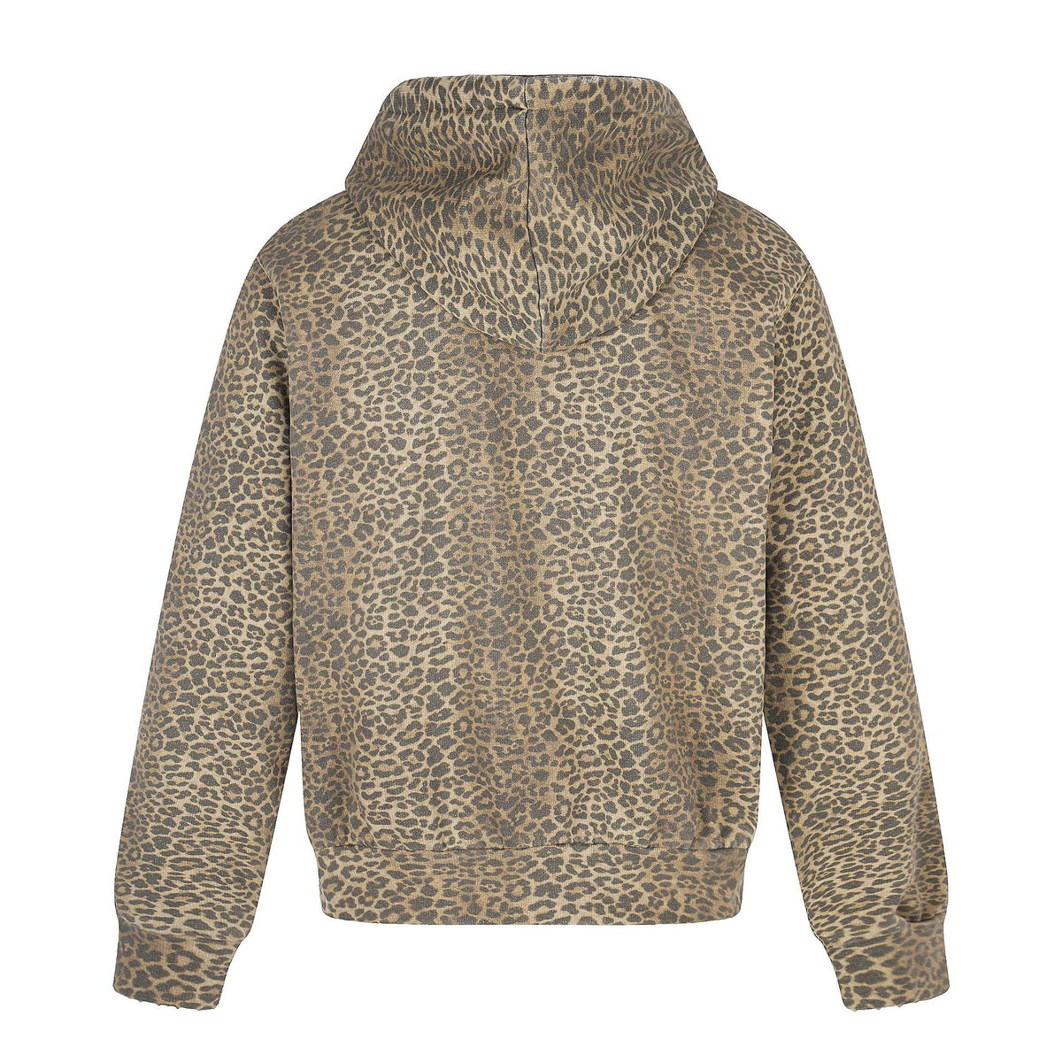 Women's hooded jacket in boxy cut with leopard print and distressed embroidery EVA-US