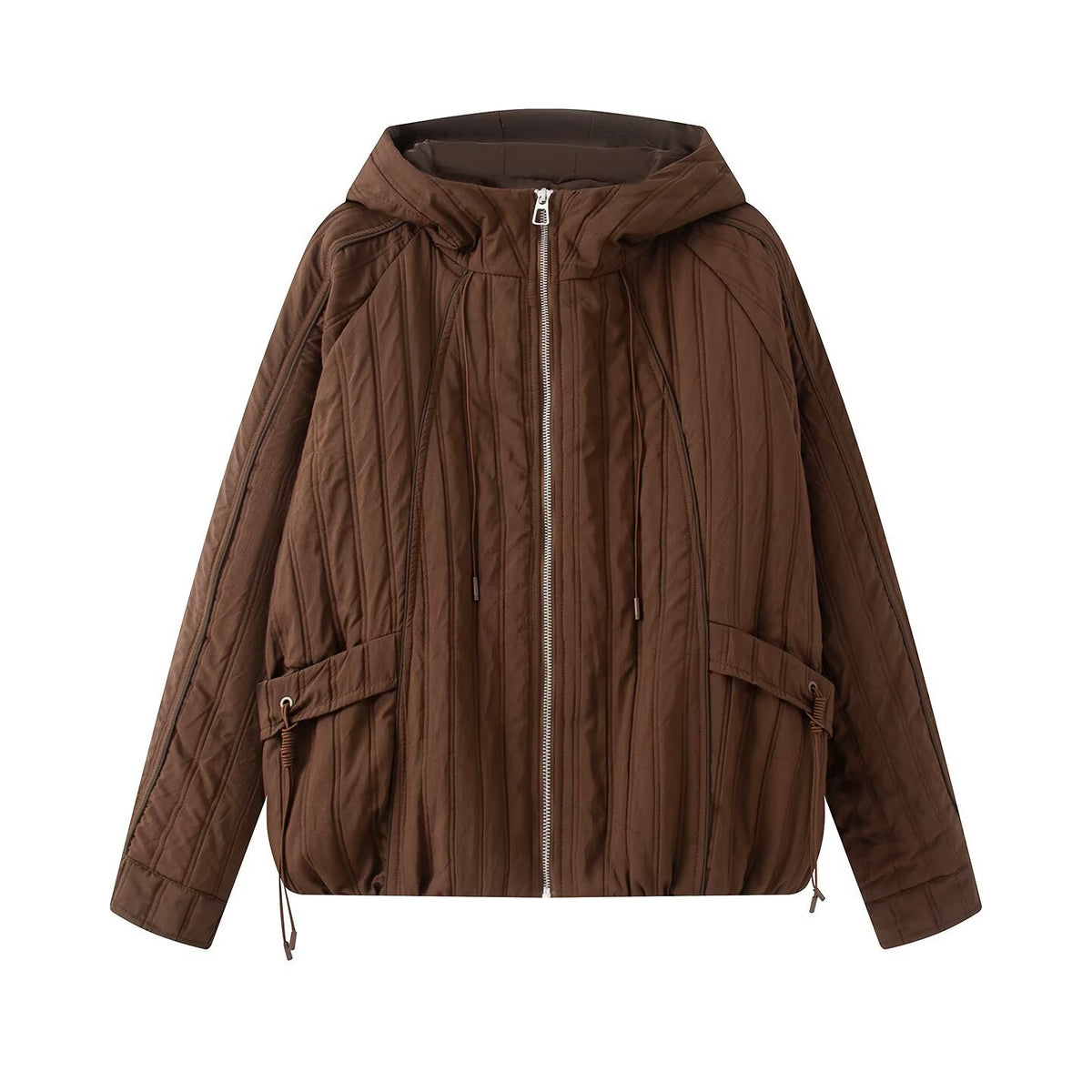 Women's padded jacket with hood, drawstring and loose fit EVA-US