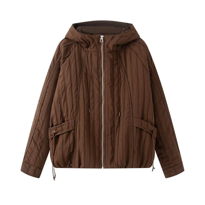 Women's padded jacket with hood, drawstring and loose fit EVA-US