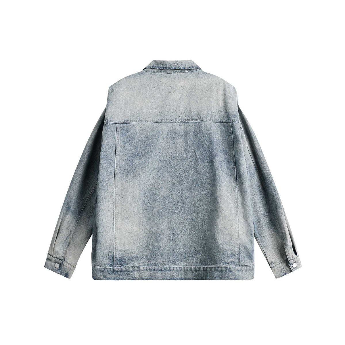 Unisex Boxy Jeans Jacket with Double Zipper and Flap Pockets EVA-US