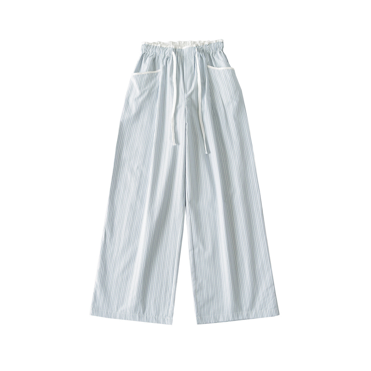 Women's Wide Culotte Pants with Drawstring Waist and Patch Pockets
