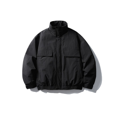 Men's Boxy Thermal Field Jacket with High Stand Collar and Flap Pockets EVA-US