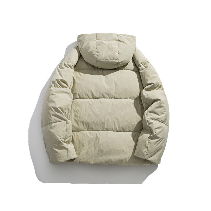 Men's lightly padded hooded jacket with windproof microfiber shell and adjustable drawstring EVA-US