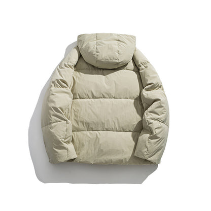 Men's lightly padded hooded jacket with windproof microfiber shell and adjustable drawstring EVA-US