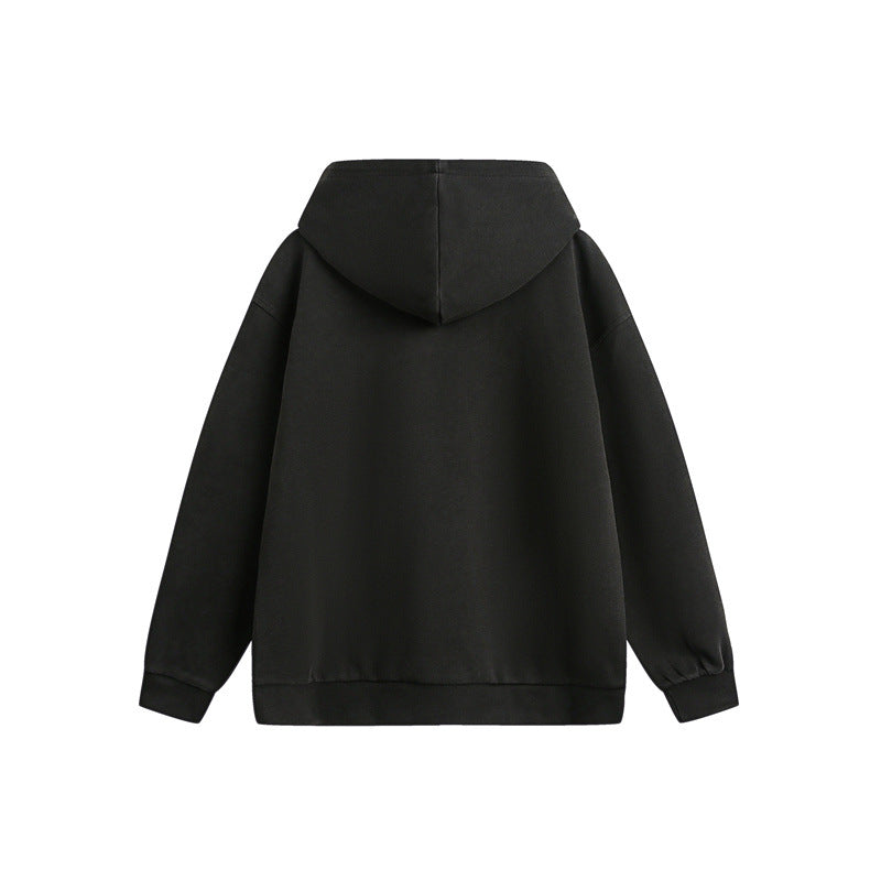 Unisex Oversize Hooded Zip Jacket with Artistic Print EVA-US