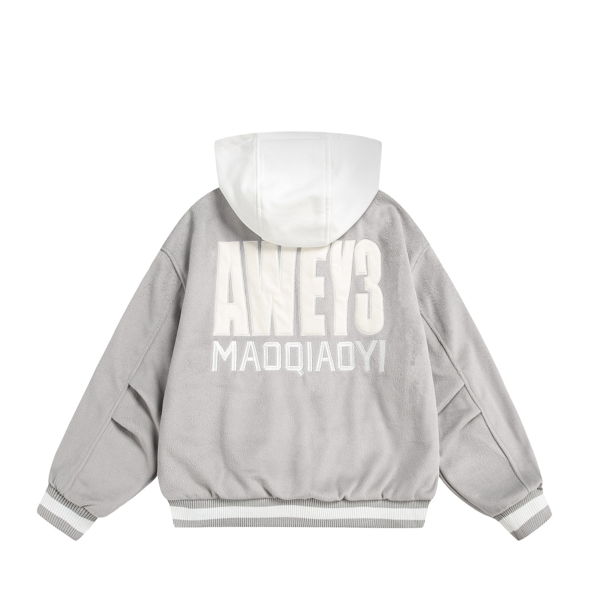 Unisex Oversize Fleece-Bomber Jacket with Contrast Hood EVA-US